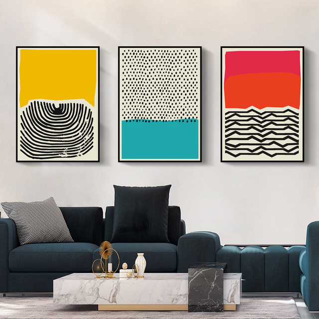 Obrazy ścienne bez ramki - nowoczesne geometria w stylu Pop Art, Morandi kolor Dot, dekoracja pokoju domowego - malarstwo i kaligrafia - Wianko - 5