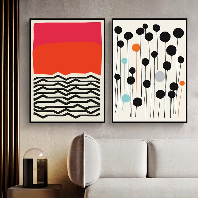 Obrazy ścienne bez ramki - nowoczesne geometria w stylu Pop Art, Morandi kolor Dot, dekoracja pokoju domowego - malarstwo i kaligrafia - Wianko - 2