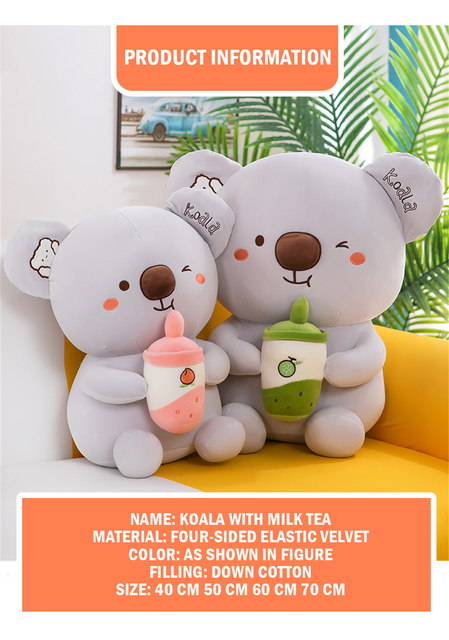 Pluszowa lalka Koala herbata mleczna 40CM - miękki tłuszcz, poduszka do domu i dekoracja pokoju, prezent urodzinowy dla niej - Wianko - 5