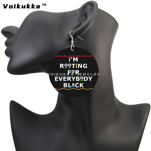Kolczyki wiszące Voikukka - czarne drewniane, dwustronne, dla kobiet, prezenty - Wianko - 12
