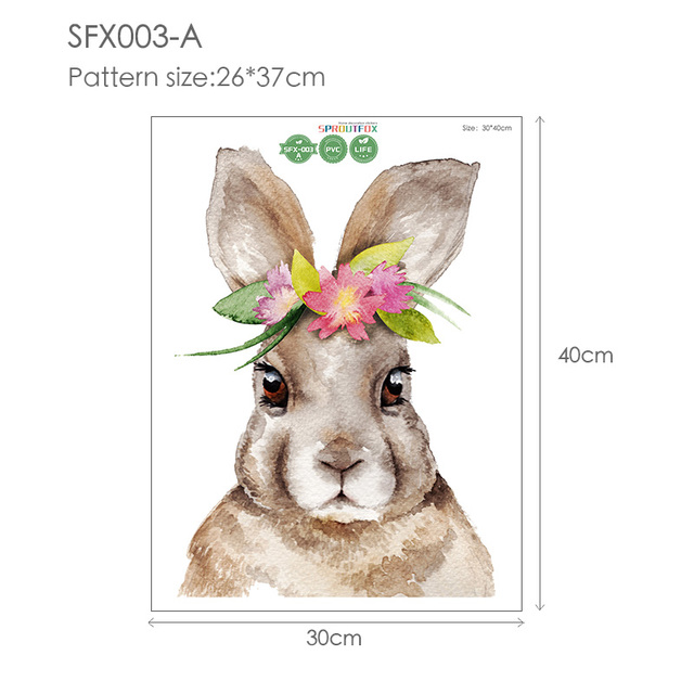 Dekoracyjne naklejki ścienne z dużymi oczami: Śliczny królik dla pokoju dziecięcego i salonu - Wianko - 1