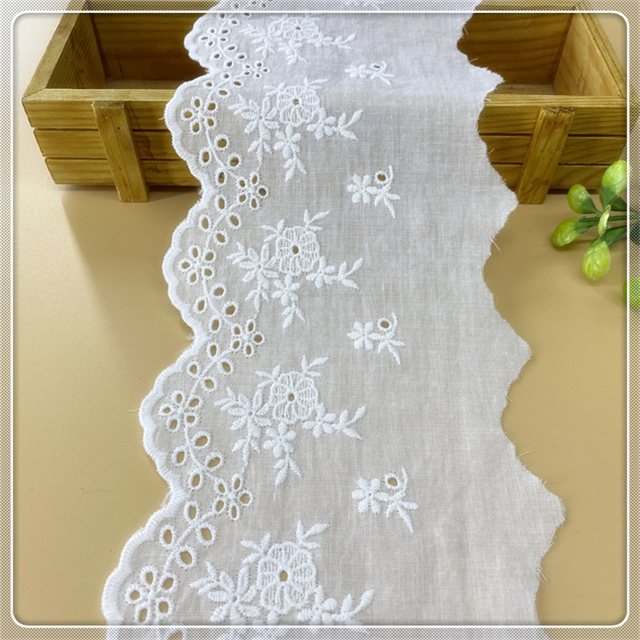 Haftowana sukienka z koronkowym wykończeniem, biała bawełna, długość 2 jardy, szerokość tkaniny 11 cm - Wianko - 3
