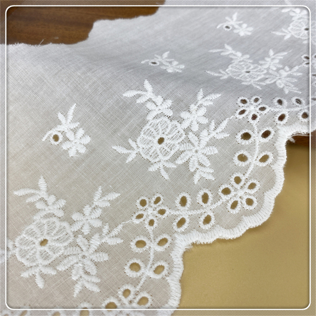 Haftowana sukienka z koronkowym wykończeniem, biała bawełna, długość 2 jardy, szerokość tkaniny 11 cm - Wianko - 5