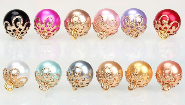 Guziki perłowe 10 mm, 5 szt., złote koronki, wysokiej jakości (do dekoracji, szycia i scrapbookingu) - Wianko - 25