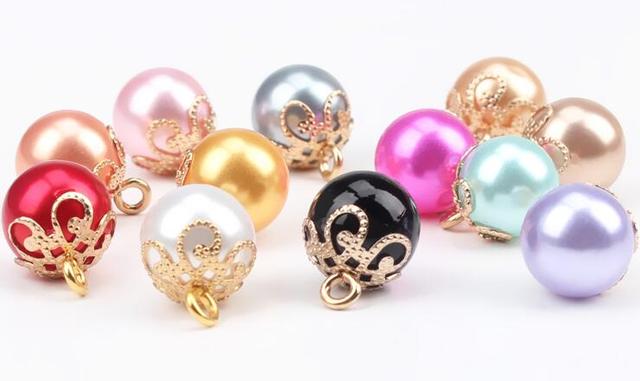 Guziki perłowe 10 mm, 5 szt., złote koronki, wysokiej jakości (do dekoracji, szycia i scrapbookingu) - Wianko - 24