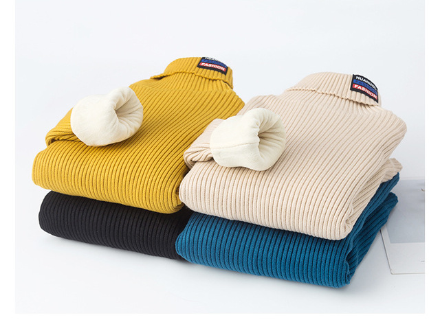 Jesienny sweter z golfem dla chłopców - nowoczesny styl, solidne wykonanie, gruba dzianina długim rękawem - Wianko - 4