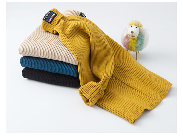 Jesienny sweter z golfem dla chłopców - nowoczesny styl, solidne wykonanie, gruba dzianina długim rękawem - Wianko - 3