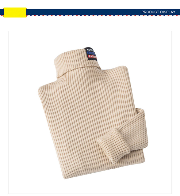 Jesienny sweter z golfem dla chłopców - nowoczesny styl, solidne wykonanie, gruba dzianina długim rękawem - Wianko - 6