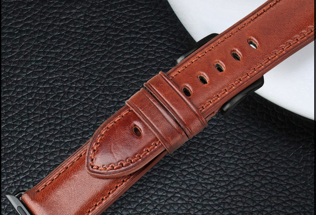 Skórzana opaska MAIKES na zegarek Apple Watch 44mm 42mm 40mm 38mm serii 4/3/2/1 dla mężczyzn i kobiet - czarny pasek iWatch Watchband - Wianko - 17