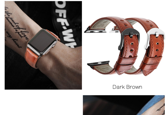 Skórzana opaska MAIKES na zegarek Apple Watch 44mm 42mm 40mm 38mm serii 4/3/2/1 dla mężczyzn i kobiet - czarny pasek iWatch Watchband - Wianko - 12