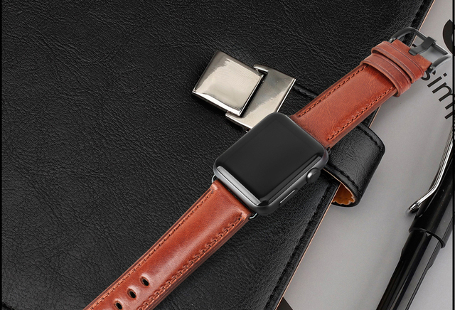 Skórzana opaska MAIKES na zegarek Apple Watch 44mm 42mm 40mm 38mm serii 4/3/2/1 dla mężczyzn i kobiet - czarny pasek iWatch Watchband - Wianko - 14