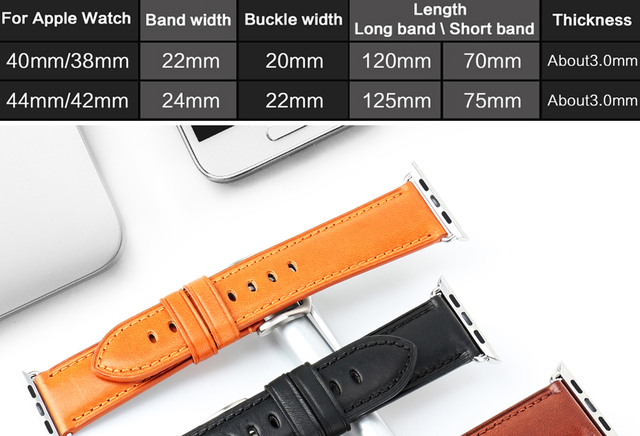 Skórzana opaska MAIKES na zegarek Apple Watch 44mm 42mm 40mm 38mm serii 4/3/2/1 dla mężczyzn i kobiet - czarny pasek iWatch Watchband - Wianko - 8