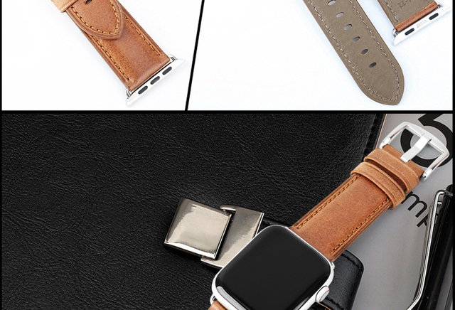 Skórzana opaska MAIKES na zegarek Apple Watch 44mm 42mm 40mm 38mm serii 4/3/2/1 dla mężczyzn i kobiet - czarny pasek iWatch Watchband - Wianko - 27