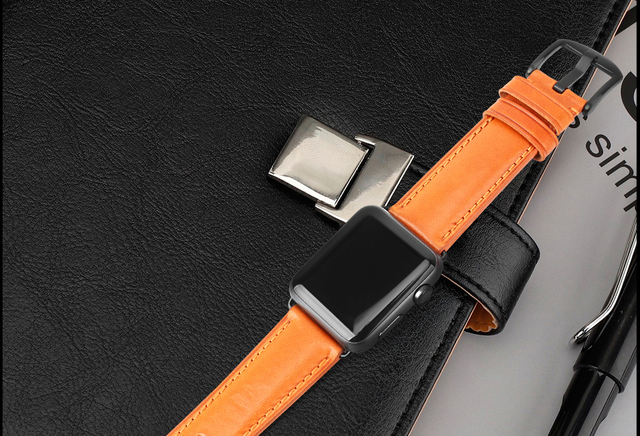 Skórzana opaska MAIKES na zegarek Apple Watch 44mm 42mm 40mm 38mm serii 4/3/2/1 dla mężczyzn i kobiet - czarny pasek iWatch Watchband - Wianko - 38