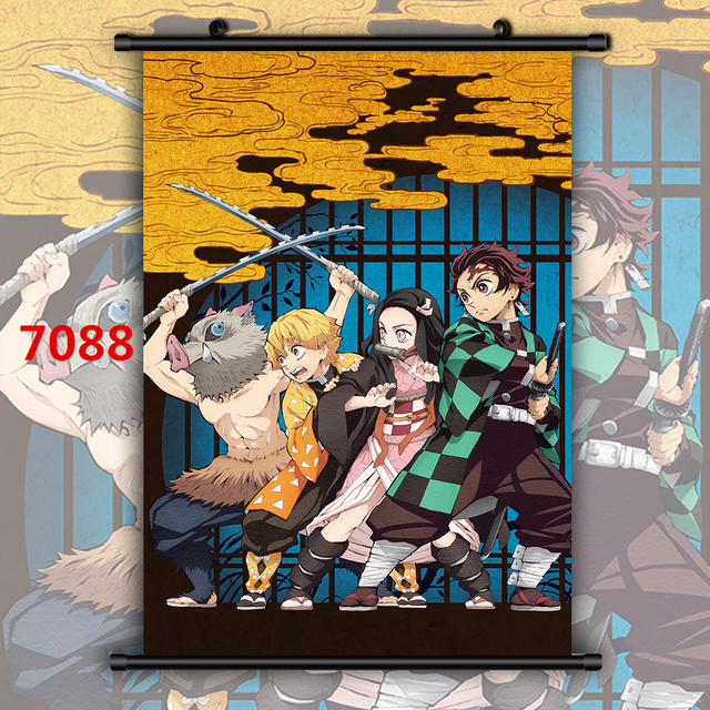 Obraz na płótnie Tanjirou, Nezuko, Zenitsu i Inosuke z serialu Kimetsu nie Yaiba - dekoracja ścienna i wnętrza - Wianko - 2