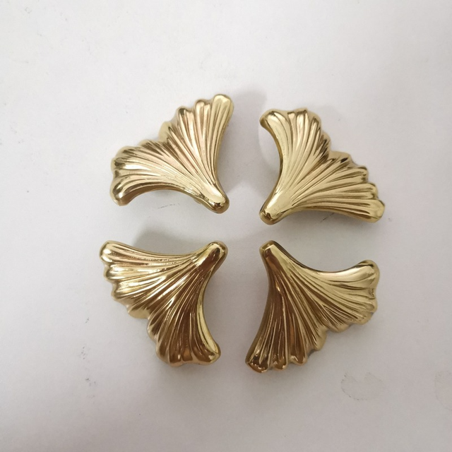 Nowoczesny uchwyt szafkowy Ginkgo Biloba w kształcie liści, złoty, solidny mosiężny - Wianko - 4