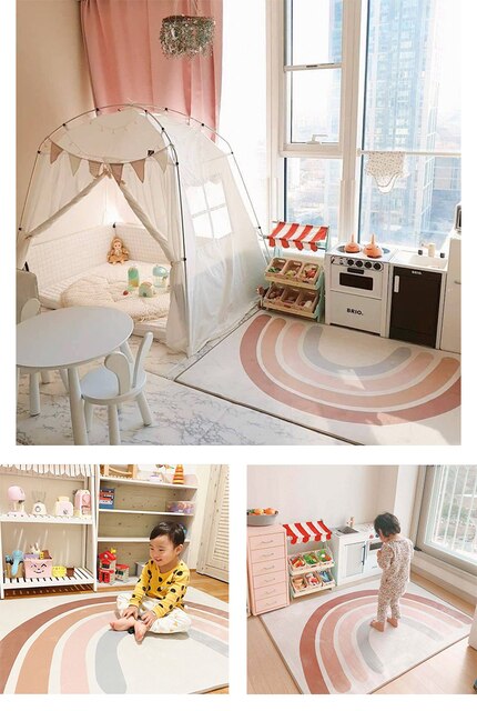 Dywany Bubble Kiss Rainbow do salonu, pokoju dziecięcego i sypialni - mata podłogowa Home Decor Salon Nordic dla dzieci - prezent - Wianko - 12
