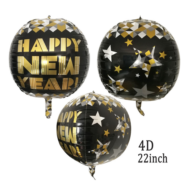 Balon foliowy „Szczęśliwego Nowego Roku 2022” z bannerem, gwiazdą, okrągłym balonem, konfetti na przyjęcie – dekoracja DIY - Wianko - 3