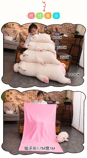 Pluszowa lalka w kształcie świnki o długości od 40 do 110 cm, biała lub różowa, miękka i miła w dotyku, idealna jako ogrzewacz dłoni dla dzieci - Wianko - 2