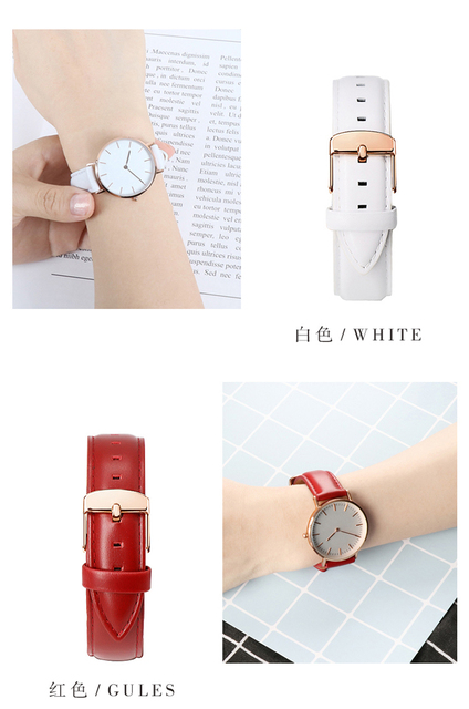 Pasek do zegarka Daniel Wellington Watch Band z skóry czarnej, z brązowym zegarkiem, zapięciem w różowym złocie - 14mm, 18mm, 20mm - Wianko - 7