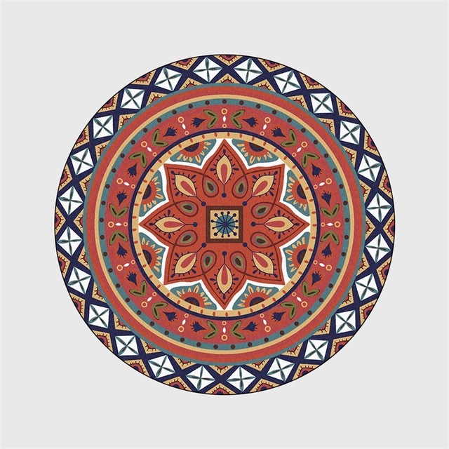 Miękka mata podłogowa z klasycznym geometrycznym wzorem kwiatowym - okrągły dywan antypoślizgowy, idealny do salonu i sypialni - Wianko - 10