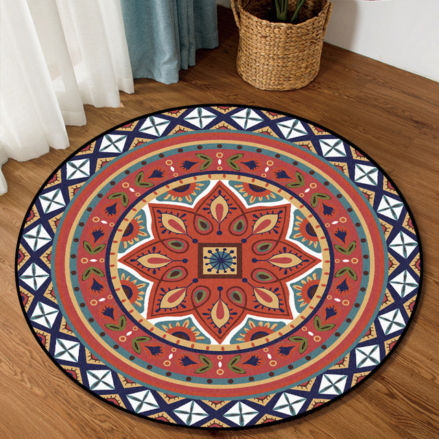 Miękka mata podłogowa z klasycznym geometrycznym wzorem kwiatowym - okrągły dywan antypoślizgowy, idealny do salonu i sypialni - Wianko - 11