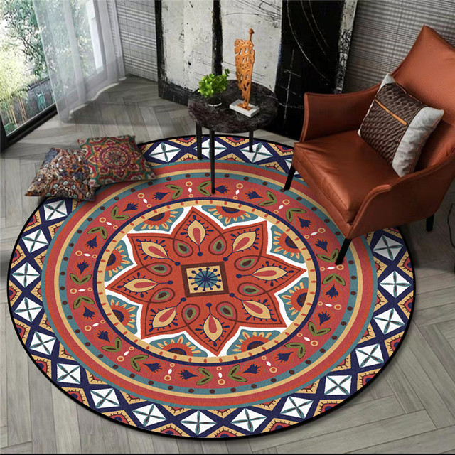 Miękka mata podłogowa z klasycznym geometrycznym wzorem kwiatowym - okrągły dywan antypoślizgowy, idealny do salonu i sypialni - Wianko - 9