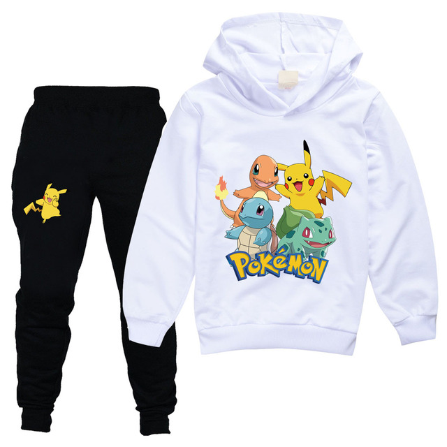 Zestaw odzieży Cartoon Pokemon Pikachu dla dzieci - jesienny oraz zimowy strój z bluzą i spodniami wykonanych z bawełny - 2-14 lat - Wianko - 9