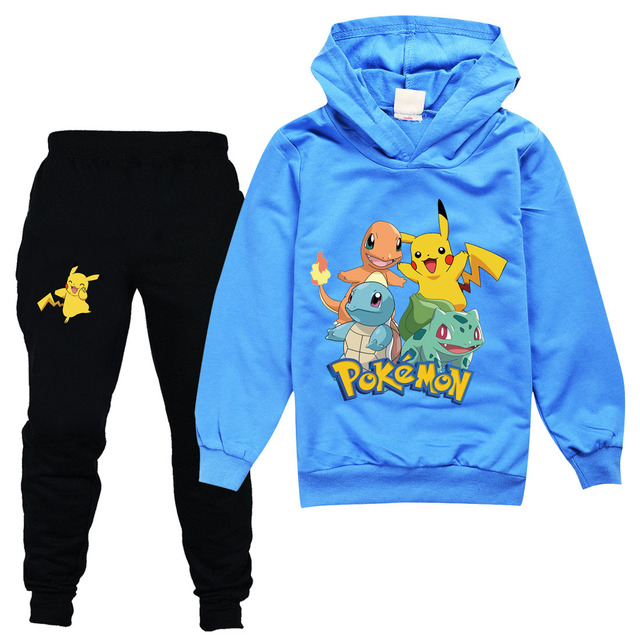 Zestaw odzieży Cartoon Pokemon Pikachu dla dzieci - jesienny oraz zimowy strój z bluzą i spodniami wykonanych z bawełny - 2-14 lat - Wianko - 7