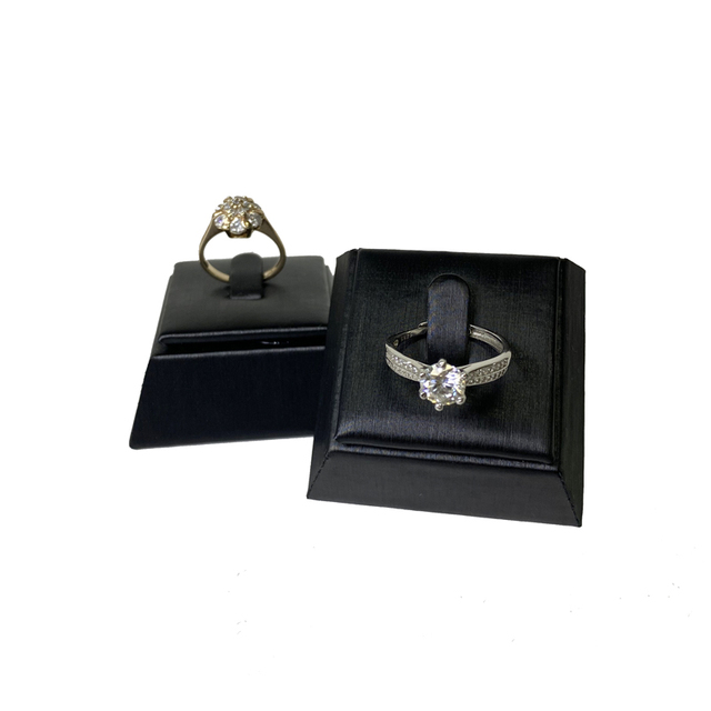 Stojak na biżuterię Pierścień Wyświetlacz Premium w Czarnym Wykończeniu z Eleganckim Uchwytem z Czarną Szczotkowaną Skórą PU - Wianko - 4