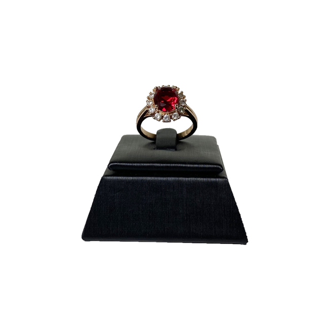 Stojak na biżuterię Pierścień Wyświetlacz Premium w Czarnym Wykończeniu z Eleganckim Uchwytem z Czarną Szczotkowaną Skórą PU - Wianko - 5