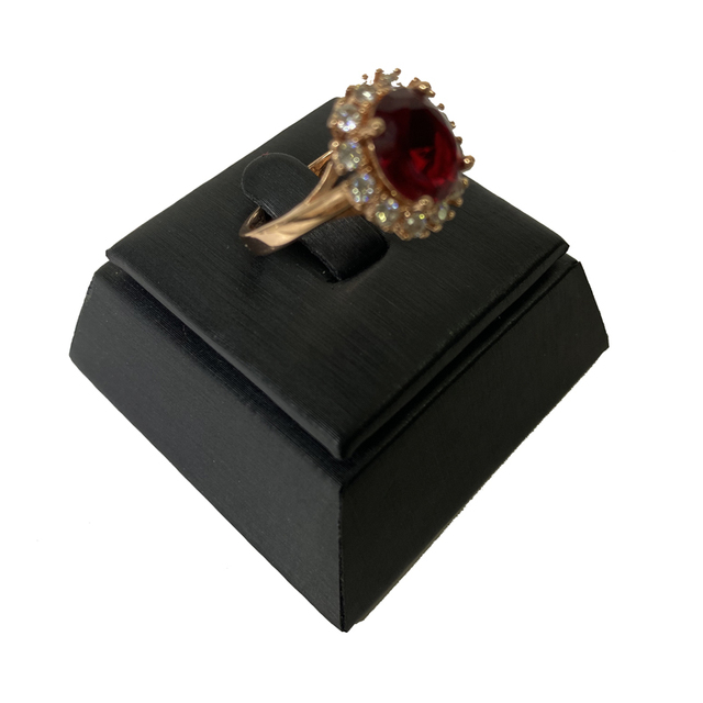 Stojak na biżuterię Pierścień Wyświetlacz Premium w Czarnym Wykończeniu z Eleganckim Uchwytem z Czarną Szczotkowaną Skórą PU - Wianko - 8