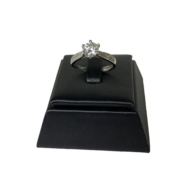 Stojak na biżuterię Pierścień Wyświetlacz Premium w Czarnym Wykończeniu z Eleganckim Uchwytem z Czarną Szczotkowaną Skórą PU - Wianko - 9