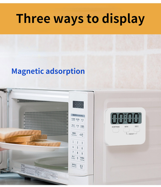 Minutnik kuchenny LCD z funkcją odliczania magnetycznym zegarem i przypomnieniem temperatury - Wianko - 6