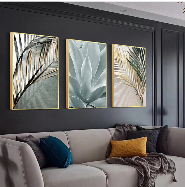 Zdjęcia ścienny do salonu - dekoracja wnętrz liście palmowe - obraz na płótnie Aloe Botanical s i reprodukcje modułowe - Wianko - 6