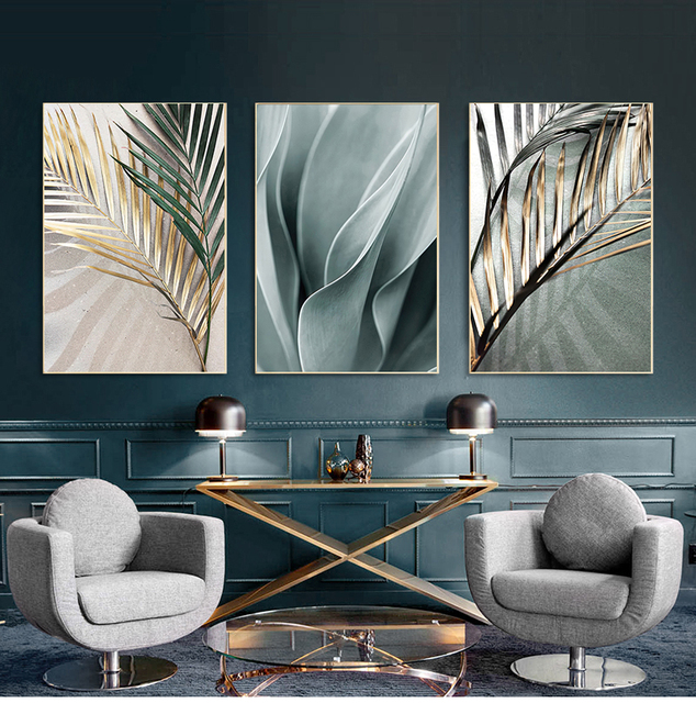 Zdjęcia ścienny do salonu - dekoracja wnętrz liście palmowe - obraz na płótnie Aloe Botanical s i reprodukcje modułowe - Wianko - 1