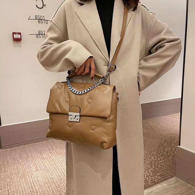 Torebka damska projektanta Revit na ramię, wykonana z luksusowej skóry Pu, wyściełana modnymi łańcuchami, duża crossbody torba z kosmiczną bawełną, 2021 Sac - Wianko - 8