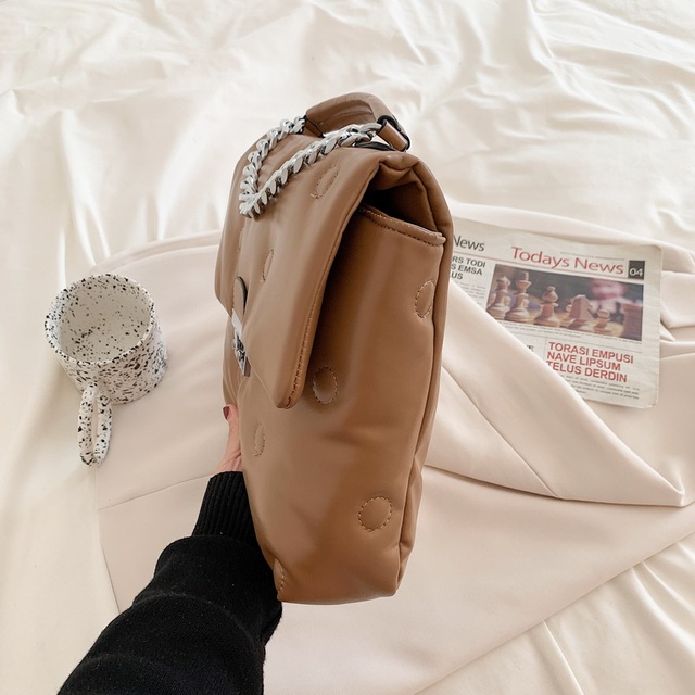 Torebka damska projektanta Revit na ramię, wykonana z luksusowej skóry Pu, wyściełana modnymi łańcuchami, duża crossbody torba z kosmiczną bawełną, 2021 Sac - Wianko - 18