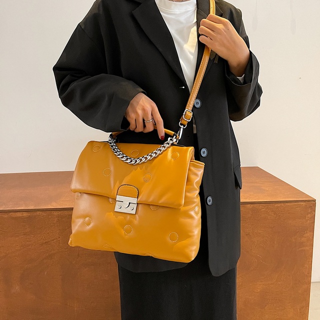 Torebka damska projektanta Revit na ramię, wykonana z luksusowej skóry Pu, wyściełana modnymi łańcuchami, duża crossbody torba z kosmiczną bawełną, 2021 Sac - Wianko - 9