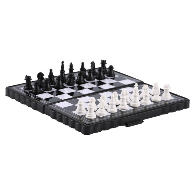 Mini szachy składane, magnetyczne, plastikowe, przenośna szachownica - zabawka dla dzieci - Wianko - 3