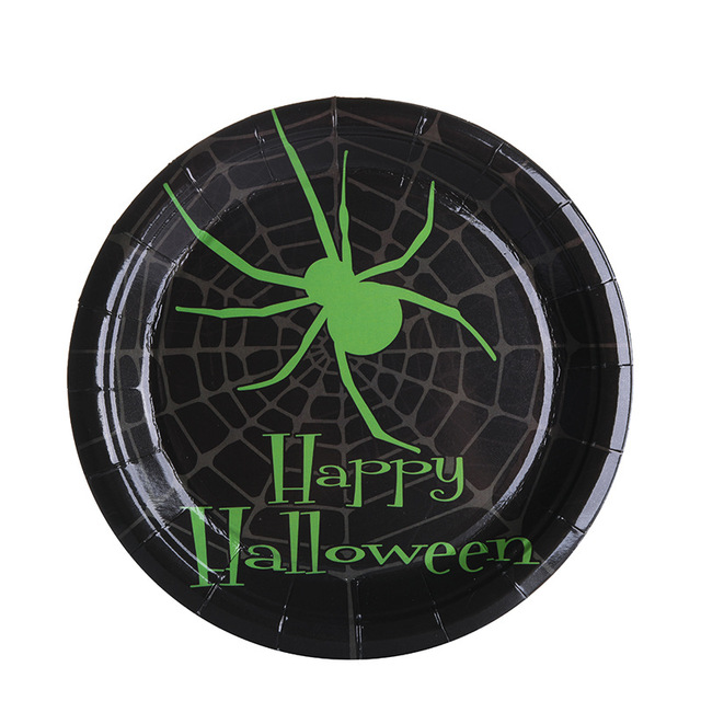 Halloween - zestaw 10 sztuk papierowych naczyń ze słomkami i sztućcami, w motywie dyni, wiedźmy i ducha - idealny na imprezę, karnawał, obiad, urodziny i wakacje - Wianko - 12