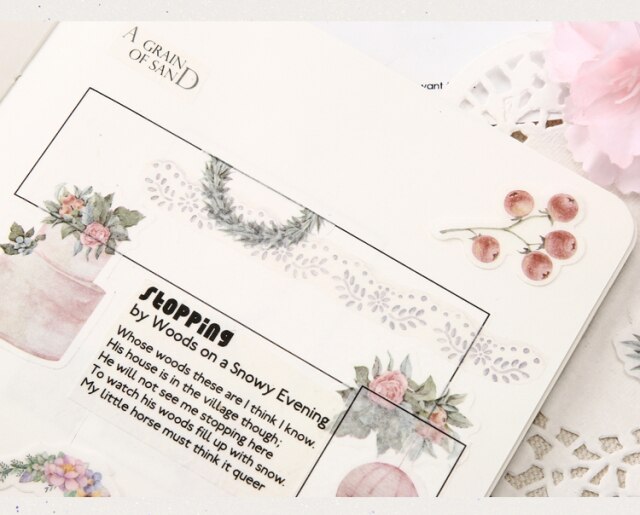 Zestaw 40 sztuk naklejek Vintage Floral rośliny do Scrapbookingu i Journal Planner DIY - Wianko - 8