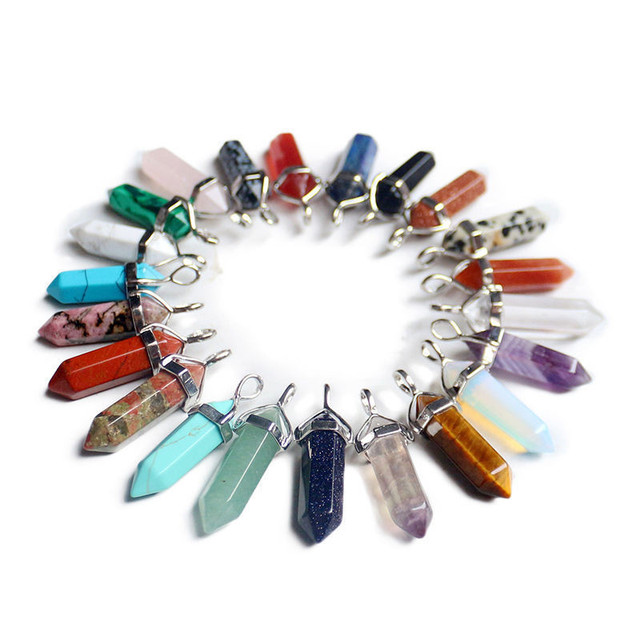Naszyjnik z naturalnym kryształem kwarcowym w kształcie sześciokątnego pryzmatu - wisiorek zdrowotny dla kobiet - Wianko - 1
