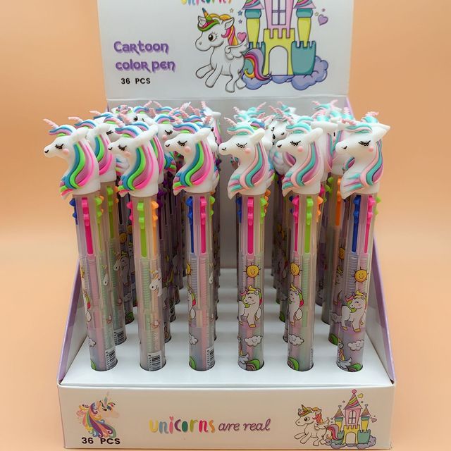 Długopis kulkowy kucyk jednorożec z 6 ślicznymi kolorowymi zwierzęcymi wzorami, z kawaii rollerball, silikonową końcówką, idealny na prezent - Wianko - 1