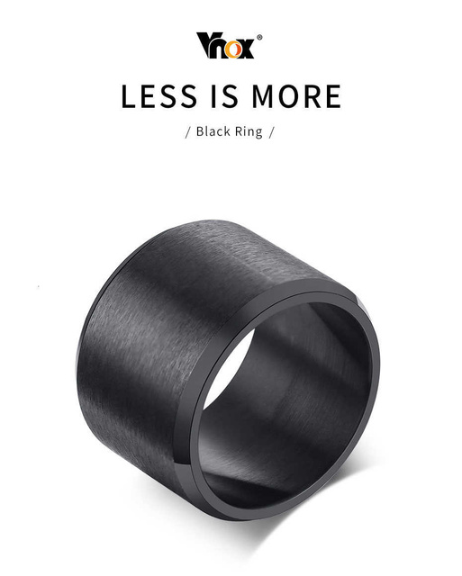 Vnox Masywny męski pierścień z czarnej stali nierdzewnej o szerokości 15 mm w stylu punkowym - Wianko - 2