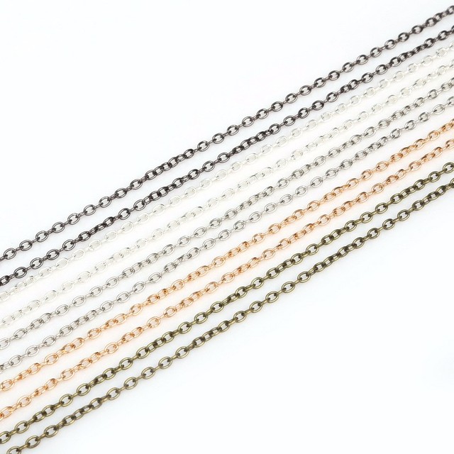 Naszyjnik łańcuch z platerowanego srebra, złota, metalowego brązu - 5 m/partia do samodzielnego tworzenia biżuterii - Wianko - 1