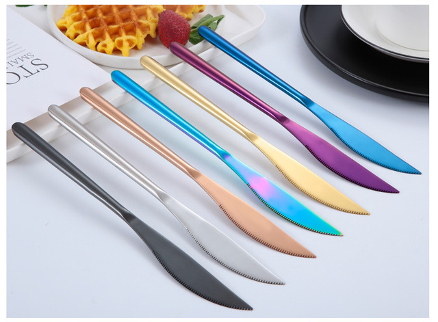 Złoty koreański nóż obiadowy do kotletów z wysokojakościowej stali nierdzewnej - Wianko - 6