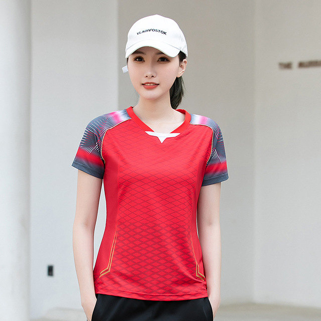 Koszulka tenisowa 5122 dla mężczyzn i kobiet - szybkoschnąca, sportowa koszula V-neck do gry w tenisa, badmintona i tenisa stołowego - Wianko - 38