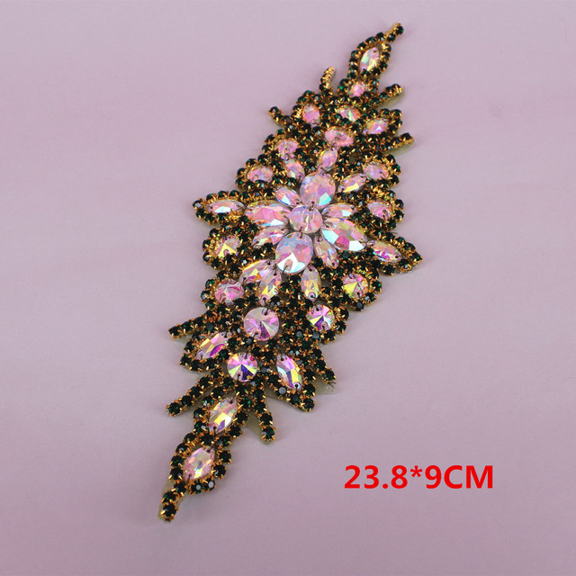 Fioletowy szklany kryształ Rhinestone o wysokiej jakości, 24*9 cm, aplikacja kwiatowa na sukienkę ślubną, DIY rzemiosło - Wianko - 5