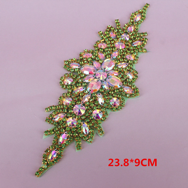 Fioletowy szklany kryształ Rhinestone o wysokiej jakości, 24*9 cm, aplikacja kwiatowa na sukienkę ślubną, DIY rzemiosło - Wianko - 8
